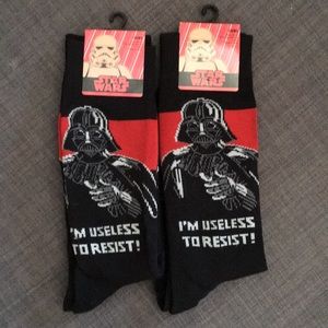 (2) Pair Star Wars Darth Vader Crew Socks 6.5-12